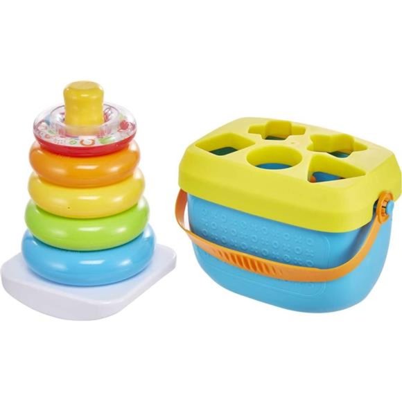 Fisher-Price Infant Gift Set with Baby’s First Blocks (10 Shapes) Stacking Toy - Picture 1 of 6